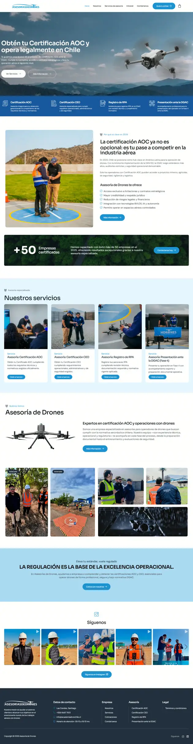 Sitio web Asesorías de Drones