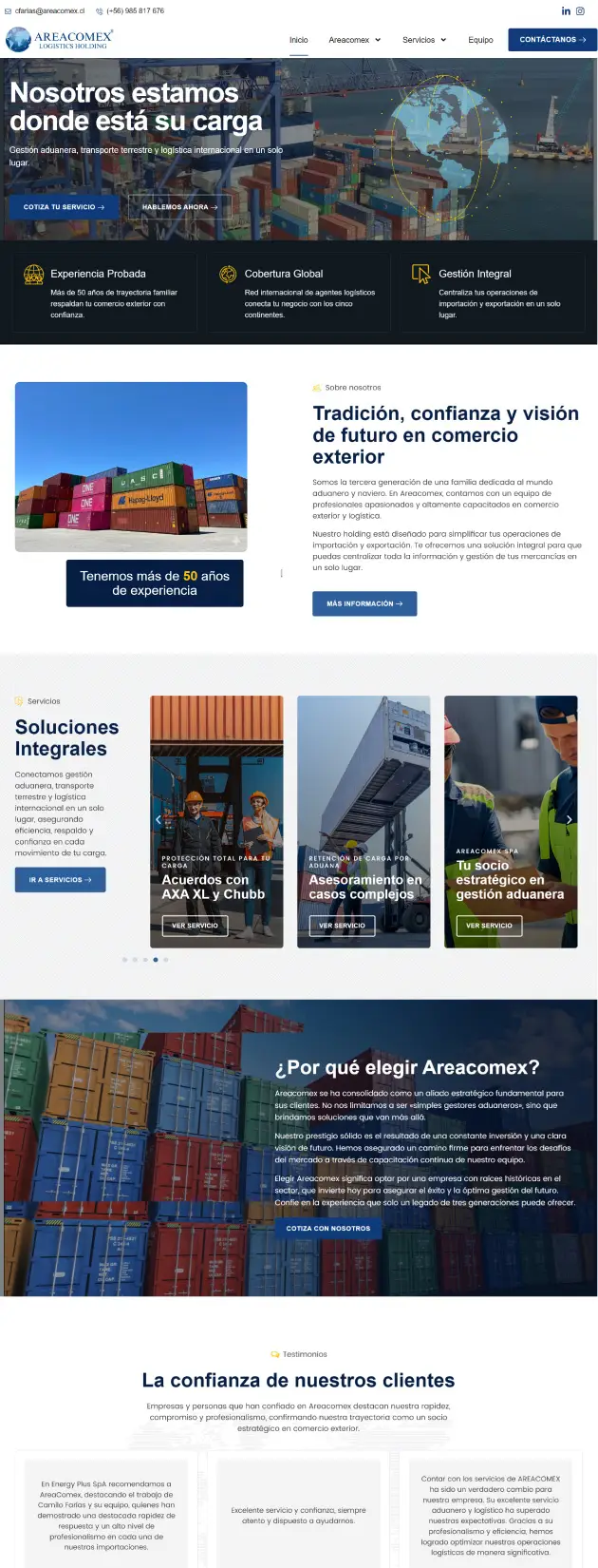 Sitio web AreaComex