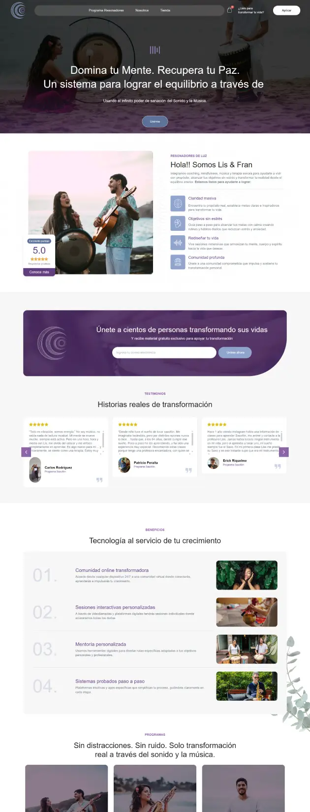 Sitio web Resonadores Luz