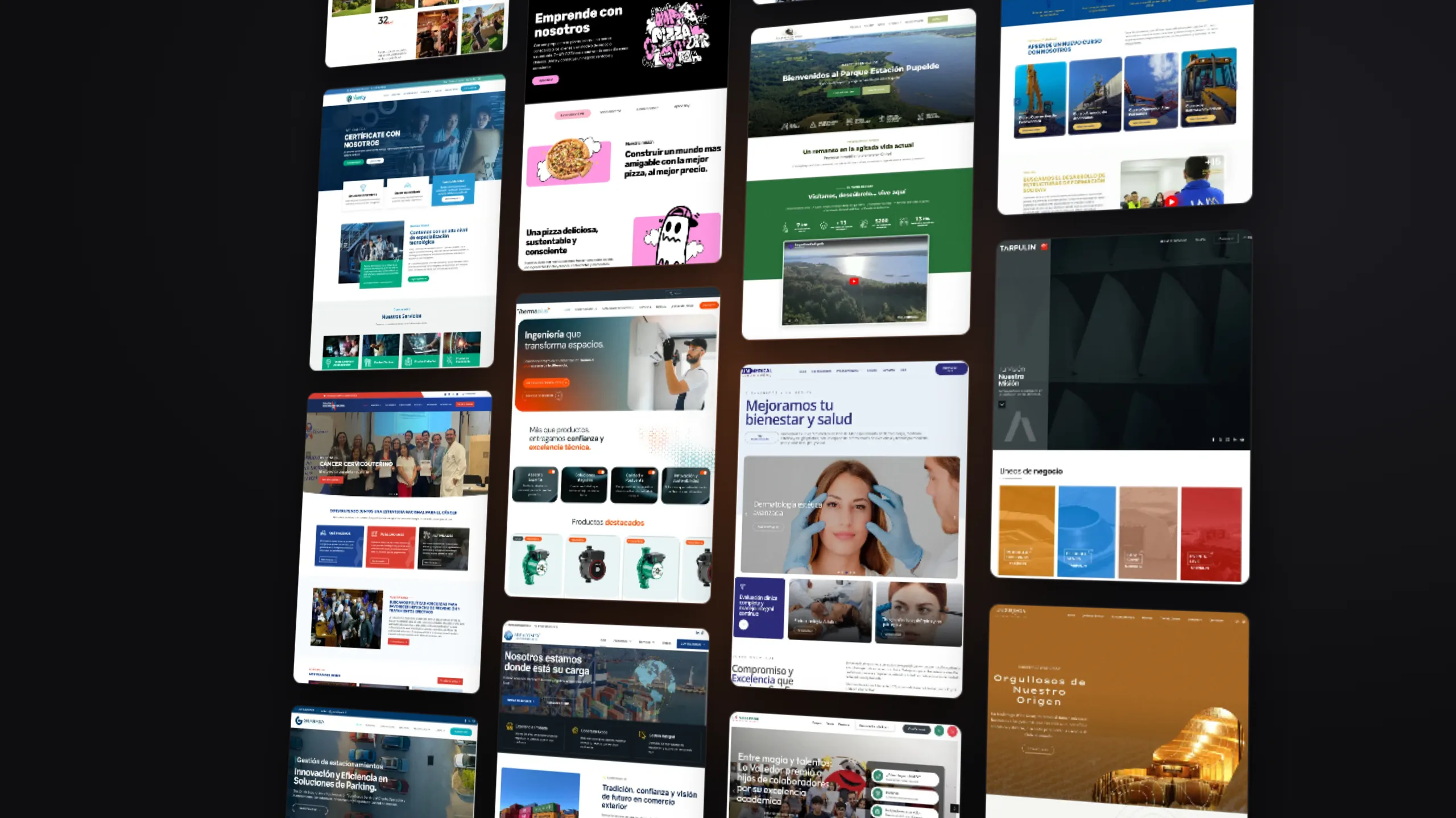 Muro de sitios web diseñados por Rocket Media